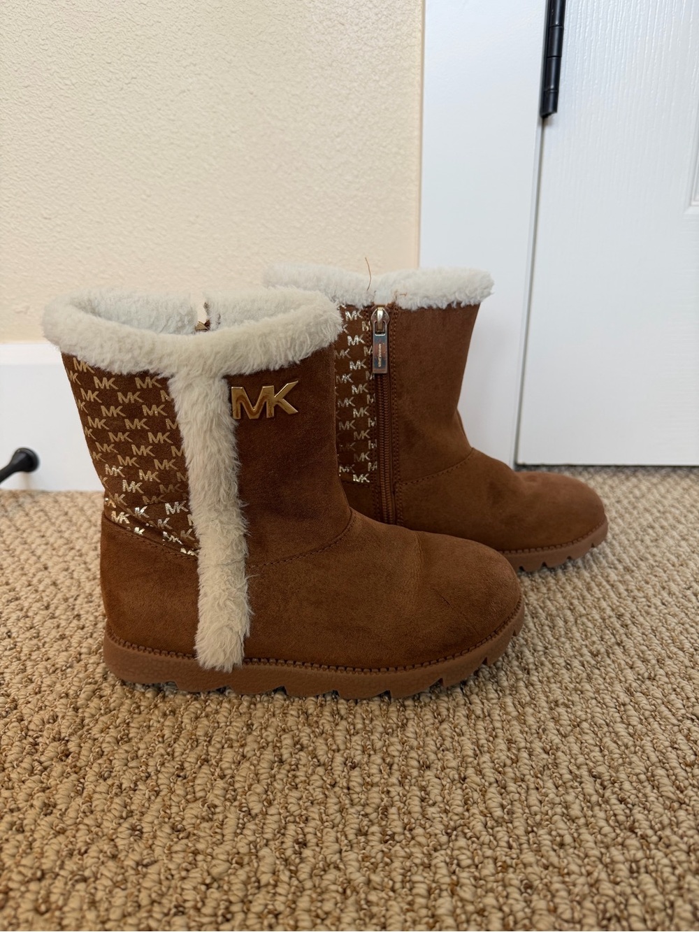 Michael Kors Kids Brown Faux-Suede Shearling-Trim Boot
